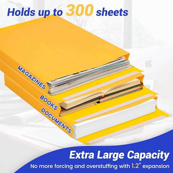 Expanding 9x12 Manilla Envelopes Self Seal 25 Pack, Goefun Large Yellow Catalog - Image 3
