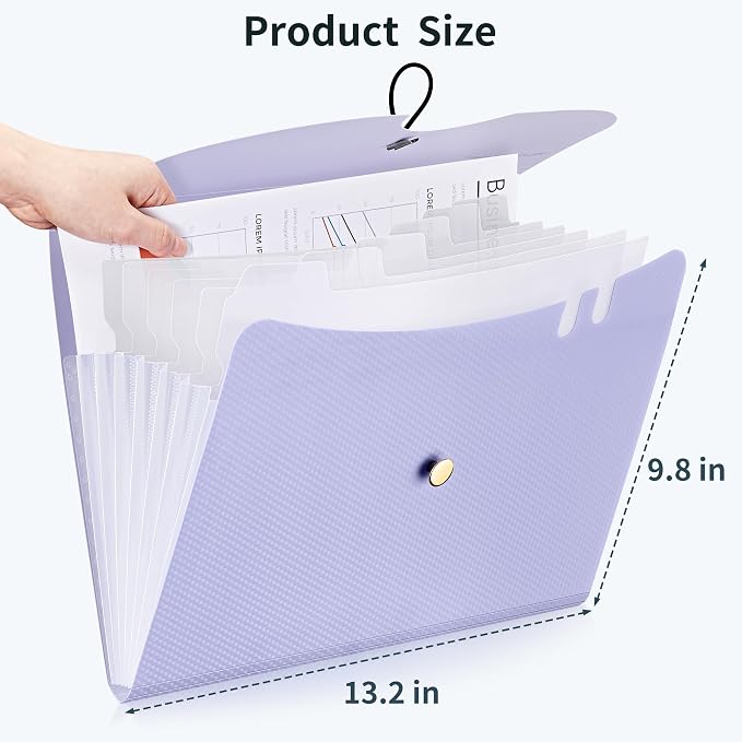 JARLINK 7 Pockets Expanding File Folder, A4 Size Accordion File Folders - Image 2