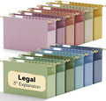Plastic Hanging File Folders Legal Size, Heavy Duty 3" Expandable Legal Folders by NORDUN