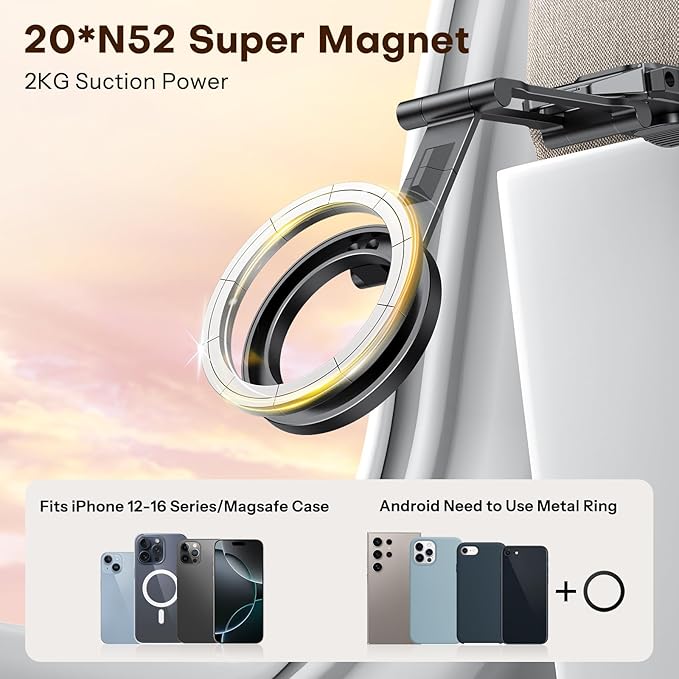 OMOTON TP02 360° Rotating for MagSafe Tripod, Aluminum Magnetic Phone Tripod - Image 2