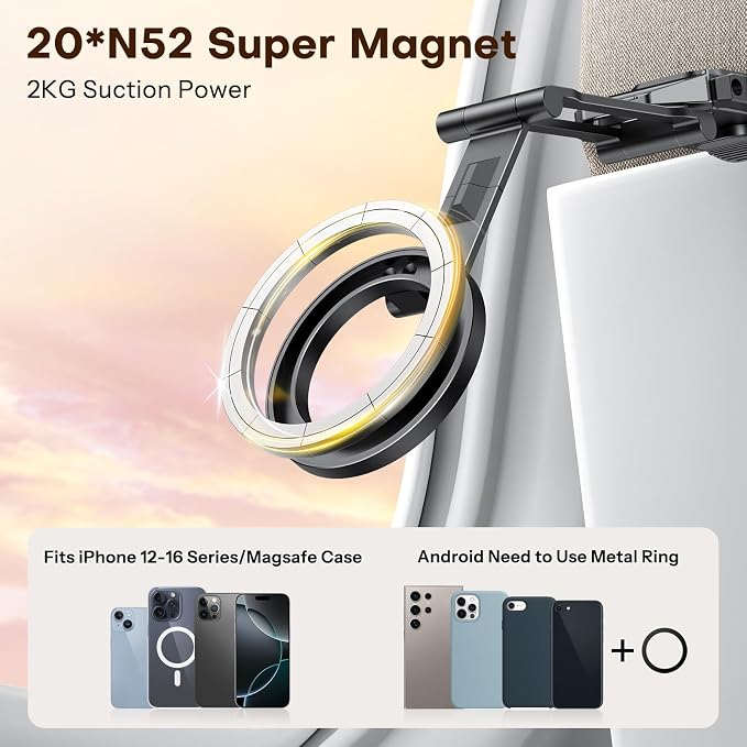 OMOTON TP02 360°Rotating for MagSafe Tripod, Adjustable Aluminum Magnetic Phone - Image 2
