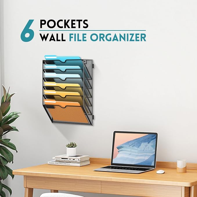 SUPEASY 6 Tier Wall File Organizer, Hanging Wall Mounted Mail Organizer - Image 6