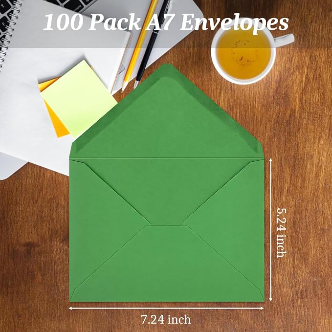 100 Pack A7 Envelopes, 5.24 x 7.24 in Christmas Envelopes - Image 3