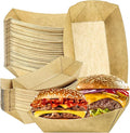 50 Pack 3Lb Paper Food Boat Trays Disposable Paper Boat Plate, Heavy Duty Large by MotBach