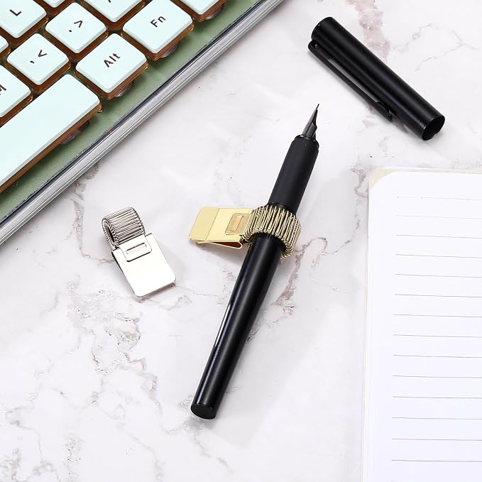 PATIKIL 2Pcs Pen Holder Clips, Metal Pen Clip Holder Adjustable Loop Pen Pencil - Image 5