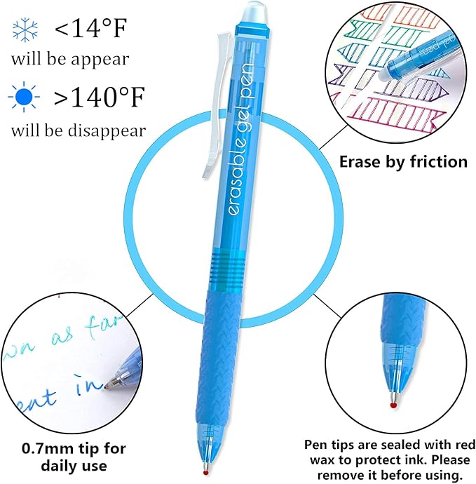 Vanstek 22 Colors Retractable Erasable Gel Pens Clicker, Fine Point, Make - Image 3