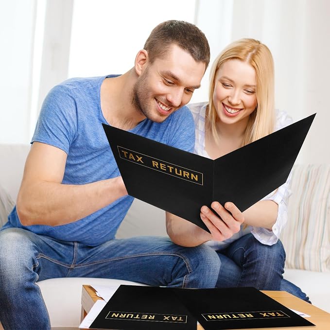 Kosiz 300 Pcs Tax Return Folders Bulk 9 x 12 Inch 2 Pocket Gold Foil Stamped - Image 4