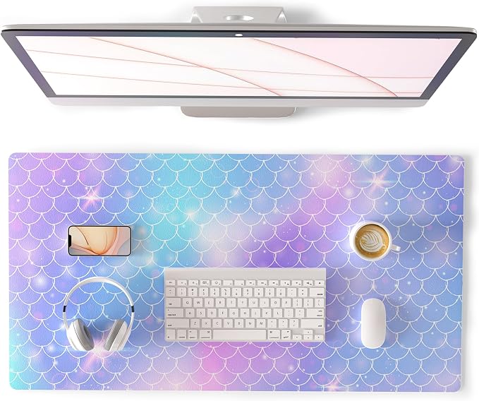 QiyI Large Desk Pad, Colorful Mouse Pad Desktop Decor, Waterproof PU Leather by QIYI