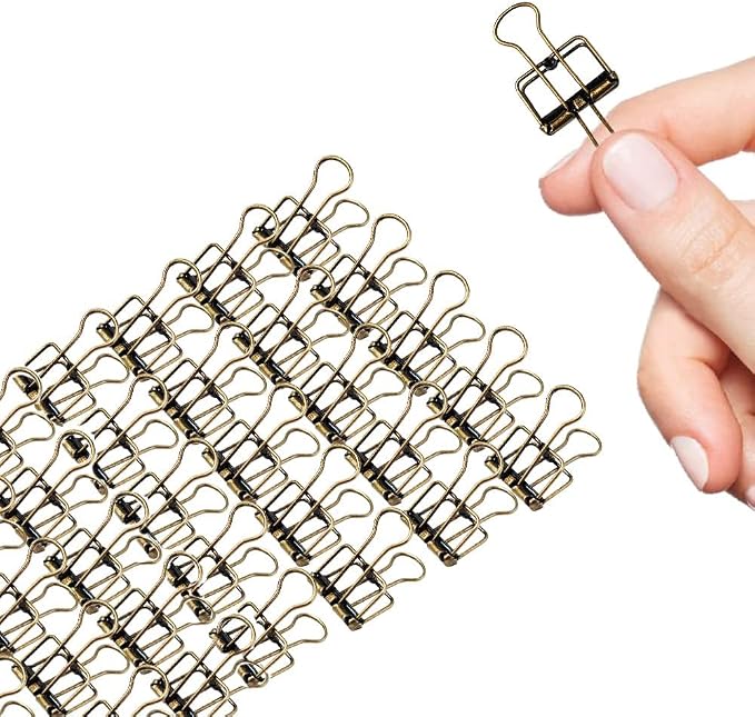 Hollow Out Bronze 3/4 Inch Micro Binder Clips by Makanu