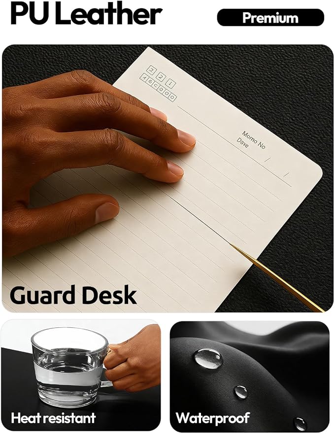 YSAGi Leather Desk Protector, Office Mat, Large Mouse Mat, Non-Slip PU Leather - Image 4