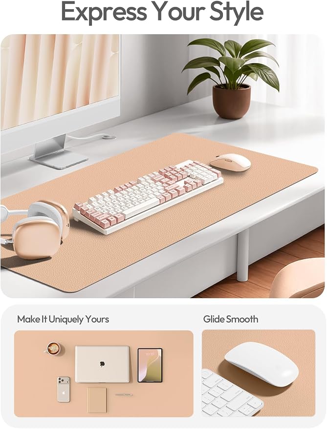YSAGi Leather Desk Pad Protector, Office Desk Mat, Large Mouse Pad, Non-Slip PU - Image 3