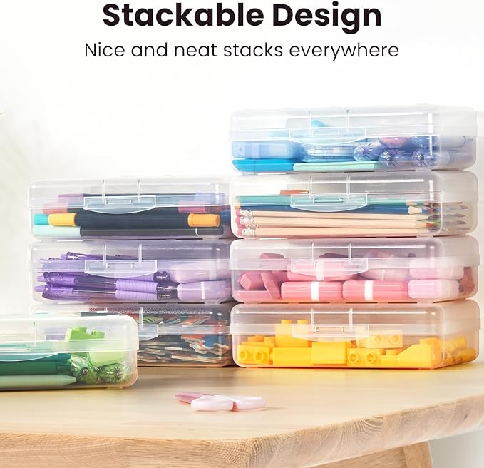 Sooez Plastic Pencil Case Box 6 Pack, Large Crayon Maker Pen Organizer - Image 5