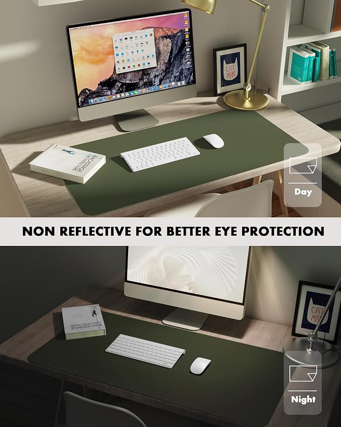 YSAGi Double-Sided Desk Pad, 23.6"x13.7" Leather Desk Mat, Eco Cork Desk Pad - Image 6