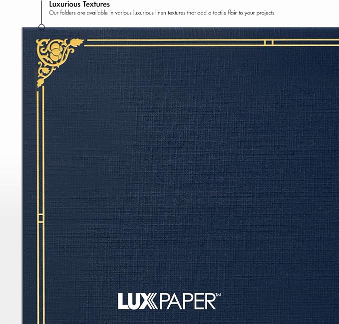 LUXPaper 9.5" x 12" Certificate Holders | Nautical Blue Linen | Embossed Silver - Image 5