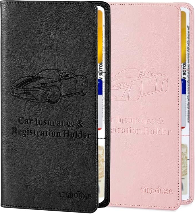 TILDOSAC 2Pack Leather Car Registration and Insurance Card Holder, Car Document by TILDOSAC