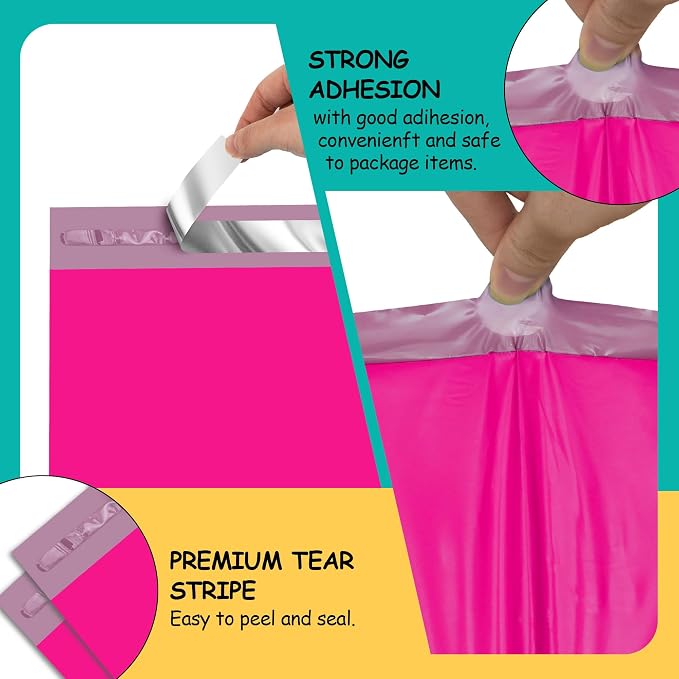 Poly Mailers 12x15.5 inch 50 Pcs, Rose Red Plastic Mailing Envelopes - Image 3