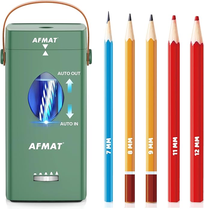AFMAT Electric Pencil Sharpener, Rechargeable & Cordless, Fully Automatic by AFMAT