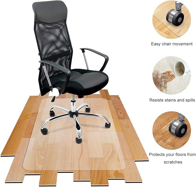 Azadx Large Chair Mat for Hardwood Floor 48 x 48'', Plastic Office Mat for - Image 6