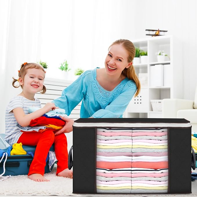 Large Storage Bags, 6 Pack Clothes Storage Bins Foldable Closet Organizers - Image 7