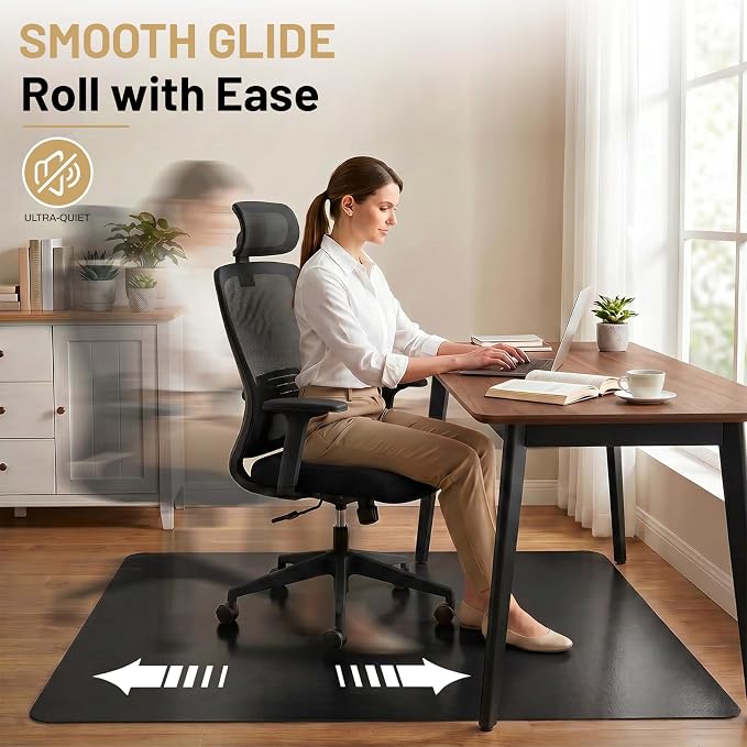 Black Office Chair Mat for Hardwood Floors 48" x 60", Heavy Duty Floor - Image 5
