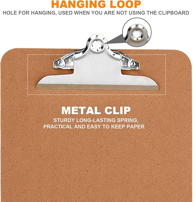 HERKKA 6 Pack Hardboard Office Clipboards - Image 3