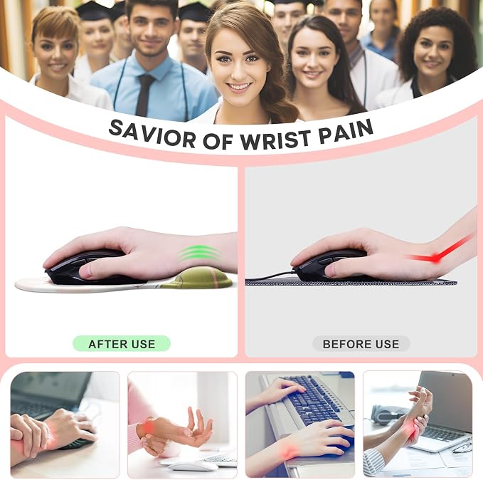 JIKIOU Mouse Pad, 2 Pack Ergonomic Mouse Pads - Image 3