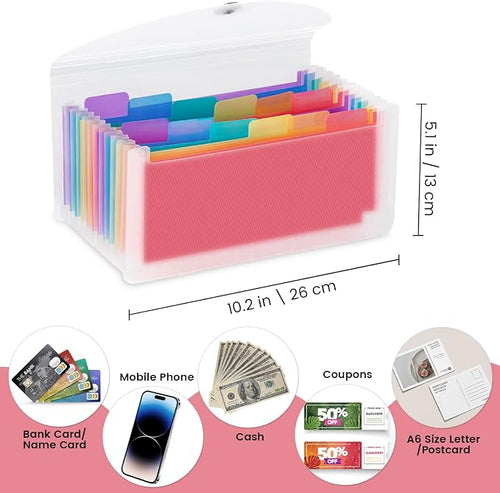 13 Pocket A6 Receipt Organizer, 2 Pack Small Accordion File Organizer, Coupon - Image 2