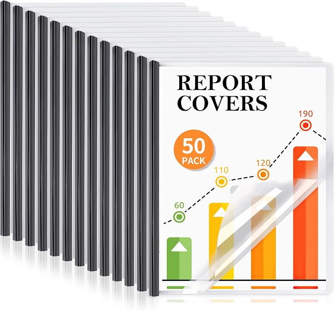 50 Pack Report Covers with Sliding Bar, Presentation Folders Resume Document by COIDEA
