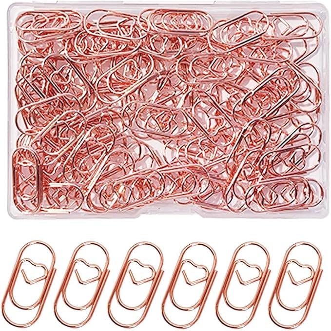 100 Pack Love Heart Shaped Paper Clips, Mini Paperclips Papers, 0.8inch Small by Unknown