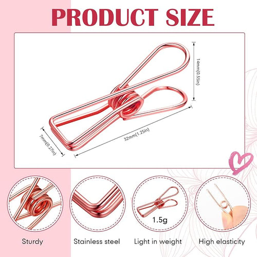 100 Pcs Paper Clips Metal Wire Hollow Out Clothespins Multi Purpose Utility - Image 2