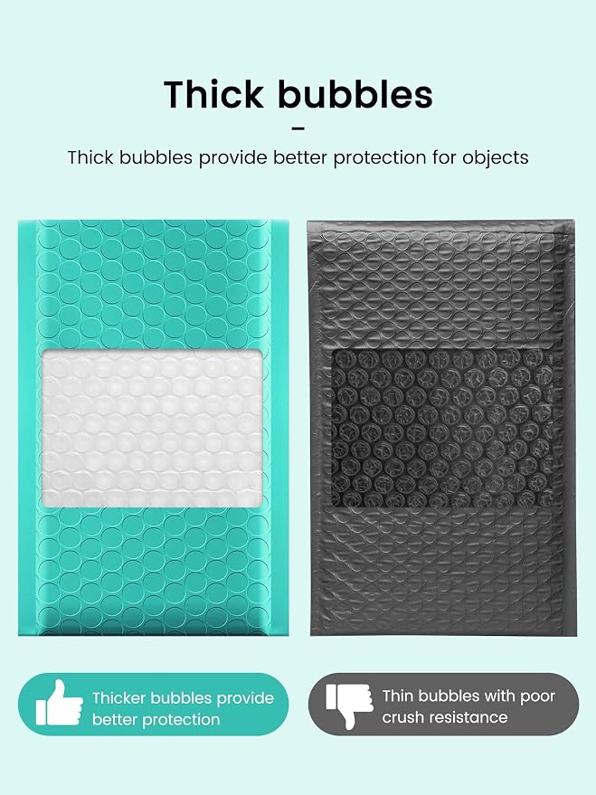GSSUSA Teal Bubble Mailers 4x8 Small Padded Envelopes 800 Pack, Strong Adhesion - Image 7