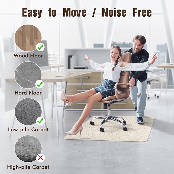 Blvornl Office Chair Mat for Hardwood Floor and Low Pile Carpet, 47.2"x 60" - Image 3