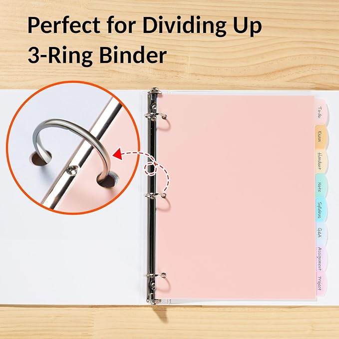 Sooez 8 Tabs Long-Lasting Plastic Write & Erase Large Tabs Dividers - Image 3