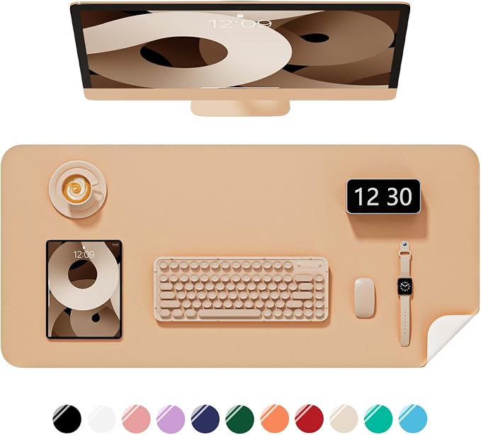 Desk Pad, 35.5" x 17" PU Leather Non-Slip Desk Mat Large Mouse Pad by Niniubye