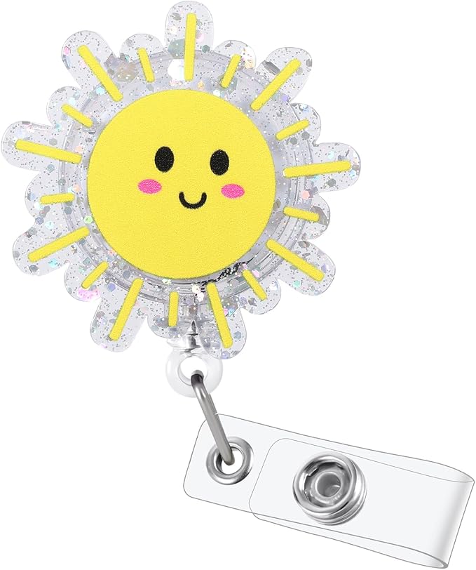 Funny Happy Sunshine Nurse Badge Reel, Cute Smiley Face Sun Retractable ID by Unknown