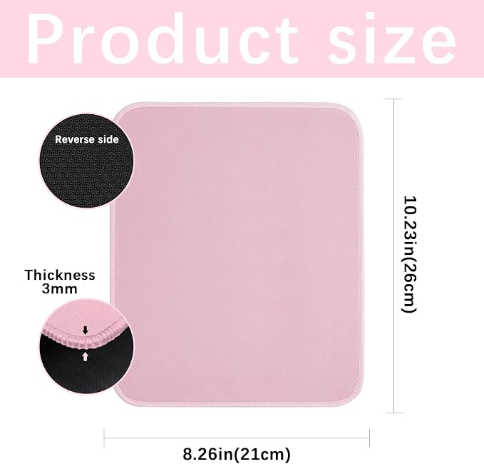 4 PCS Pink Mouse pad Bulk with Stitched Edge, 10.2x8.3inches 3mm Thickness - Image 2