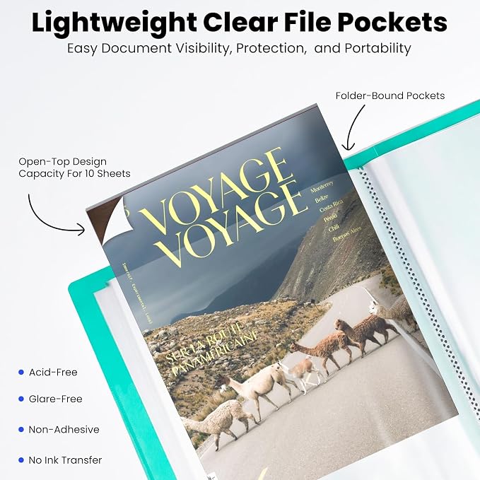 STAGEEK 30-Pocket Portfolio Binder Display 60 Pages, 8.5x11 Binder - Image 4