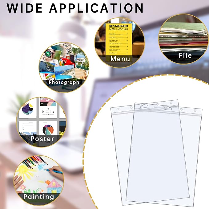 AKONEGE 6PCS Hard Sheet Protectors 8.5" x 11" Waterproof Resealable Zip Paper - Image 7