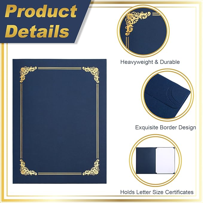Fainne 300 Pack Certificate Holders Bulk, Diploma Covers Gold Foil Border - Image 3