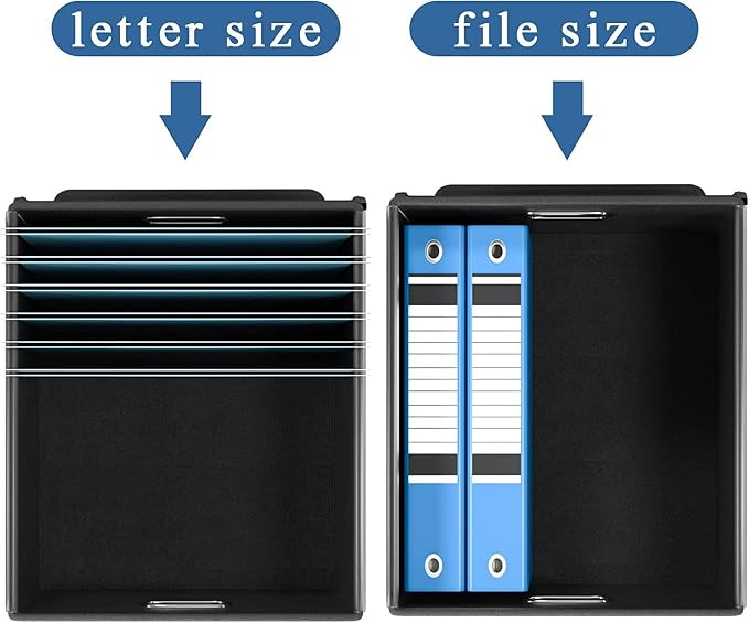 File Organizer Boxes with Lids, Collapsible Faux Leather Hanging File Folder - Image 3