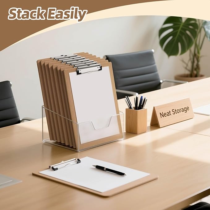 HappyHapi 20 Pack Clipboard 8.5 x 11 Letter Size Clip Boards Bulk, A4 Wooden - Image 3