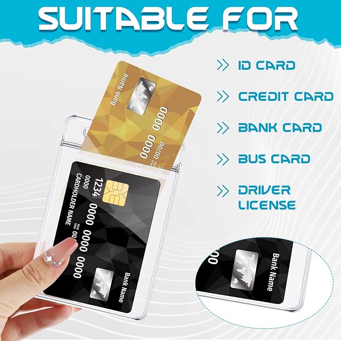 BESARME 60 Pack Vertical ID Card Badge Holder Clear Plastic Sealable Waterproof - Image 3