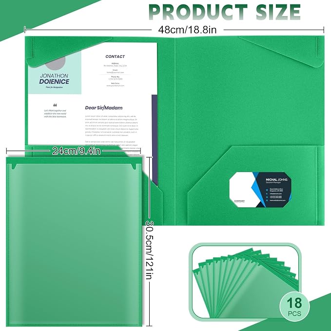 Henoyso 18 Pack Green Plastic Folders - Image 2