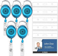 5 Pack Id Badge Holder with Clip, Transparent Light Blue Reels with Id Sleeves by WillWell