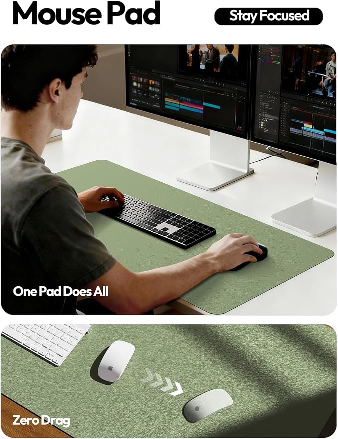 YSAGi PU Leather Desk Pad Protector – Non-Slip Waterproof Desk Mat - Image 4