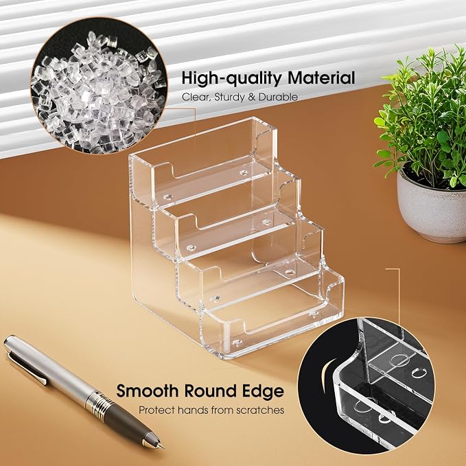 MaxGear Acrylic Business Card Holder, 320 Cards Capacity, 4 Pocket, 4 Pack | - Image 4