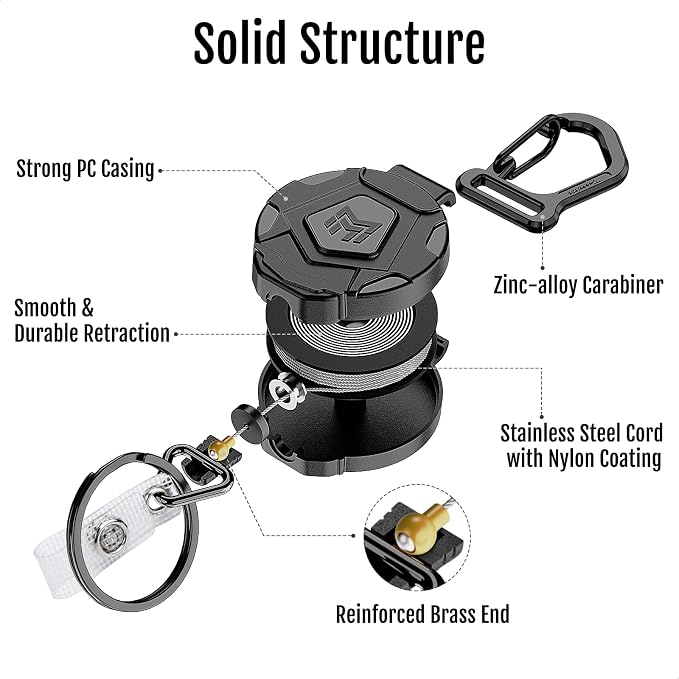 MNGARISTA 2-Pack Retractable Keychain, Heavy Duty Carabiner Badge Holder - Image 4