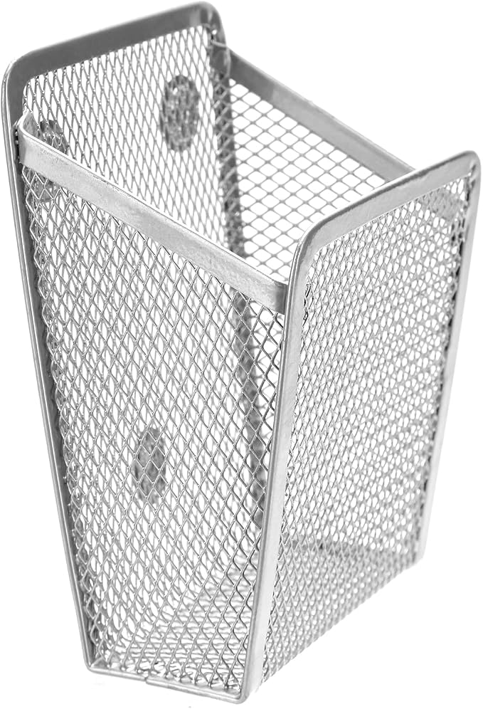 Magnetic Pencil Holder, Mesh Stainless Steel Pen Basket, Metal Writing Utensil - Image 4
