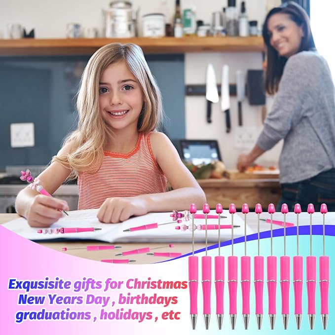 300 Pieces DIY Beadable Pen Kit – 100 Plastic Ballpoint Pens - Image 4