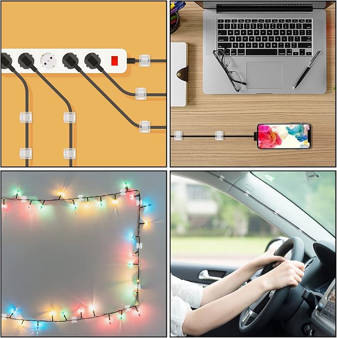 200 Pcs Cable Clips, Adhesive Cable Organizer Cord Holder Wire Clip Wire - Image 7